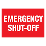 EMERGENCY SHUT OFF SIGN, 8 X 12, ALUMINIUM