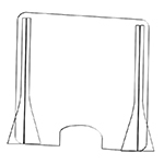 PROTECTIVE BARRIER, 31IN X 31IN STAND MOUNT W/ CASH WINDOW