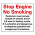 DECAL, STOP ENGINE NO SMOKING, 8IN X 7IN