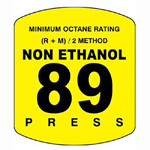 DECAL, 89 NON ETHANOL OCTANE BUTTON 500S