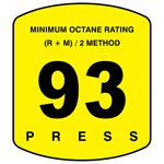 DECAL, 93 OCTANE BUTTON 500S