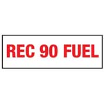 REC 90 FUEL PUMP DECAL_RED ON WHITE