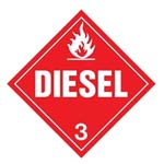 TRUCK PLACARD DECAL, SQUARE, DIESEL CLASS 3